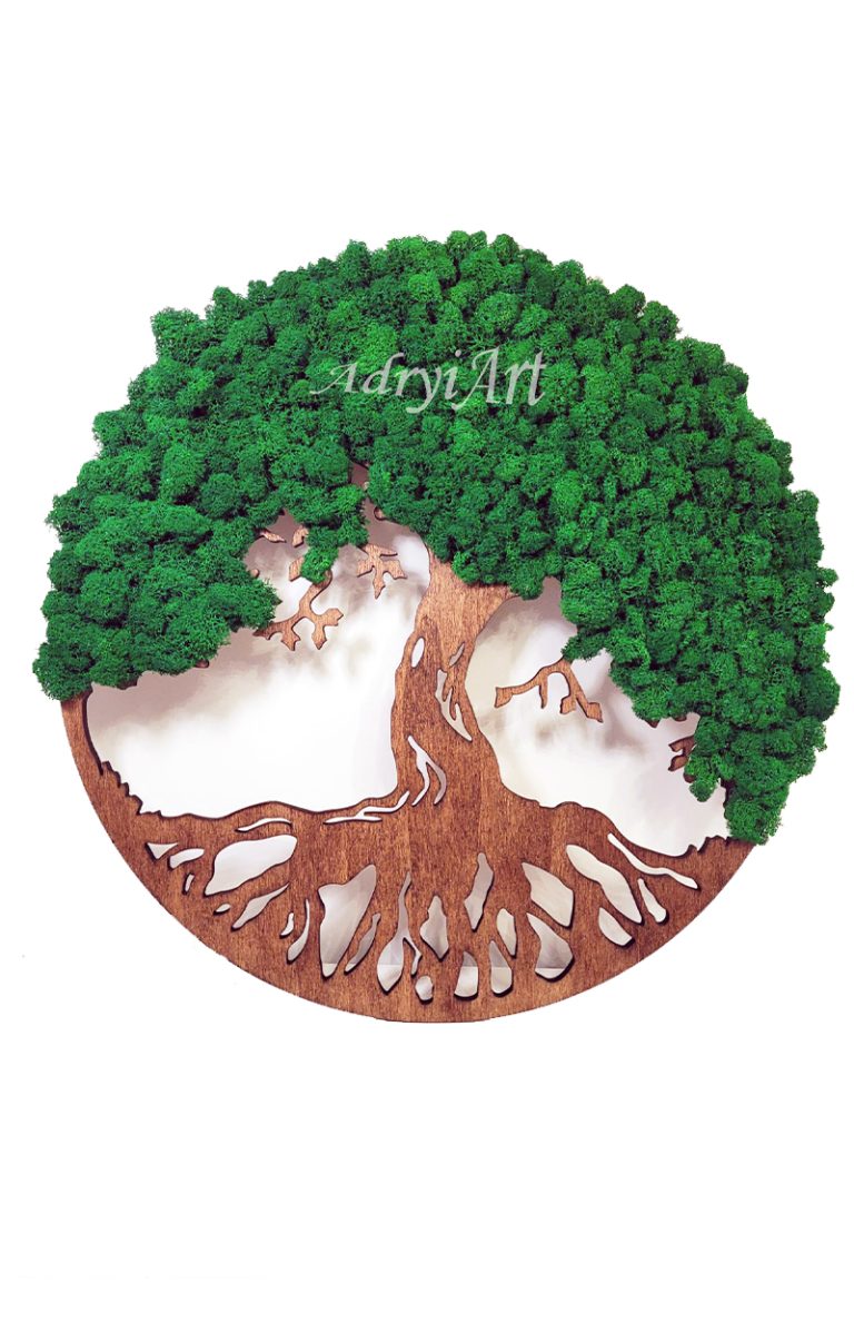 Copacul vietii diametru de 50cm decorat cu licheni verde intens