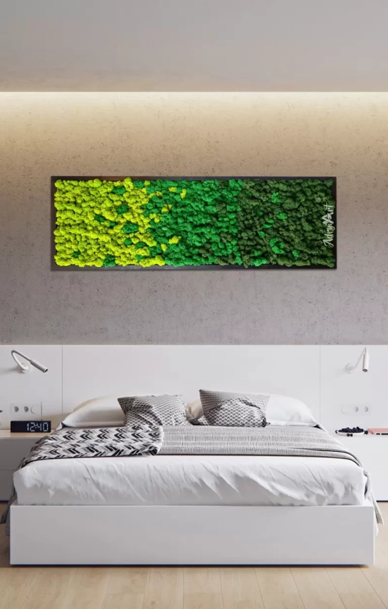 Tablou Green Waves decorat cu licheni stabilizati, in degrade