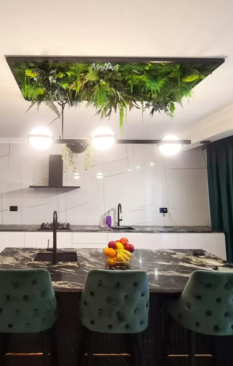 Tablou pentru tavan 3D decorat cu muschi si plante stabilizate